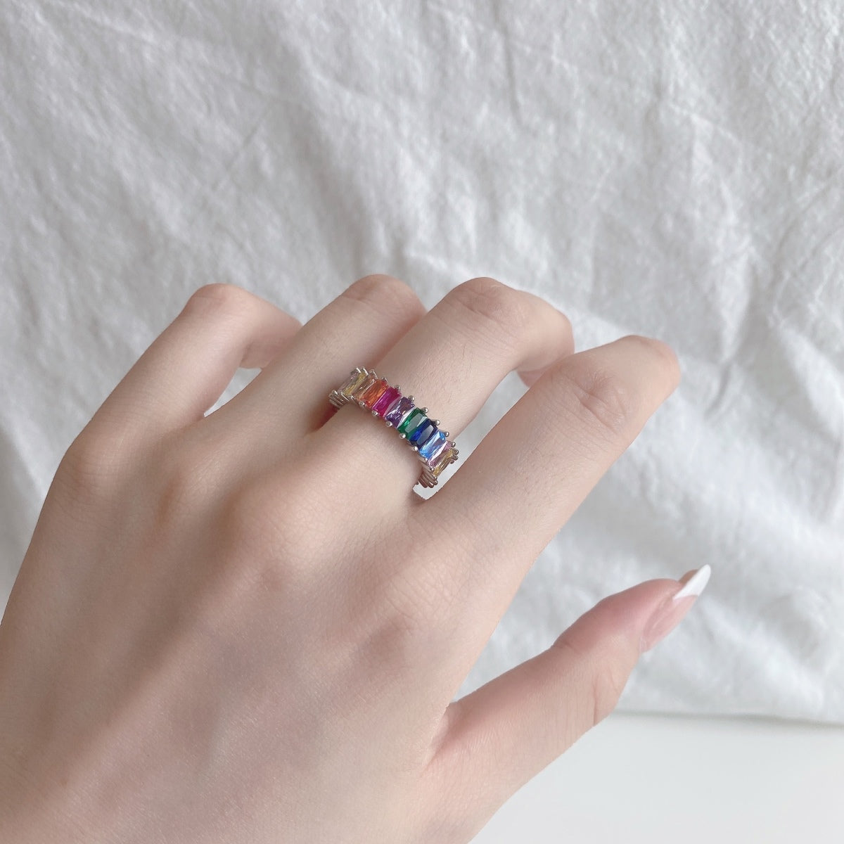 [Luxe Jewelry]Unique Colorful Radiant Cut RIng