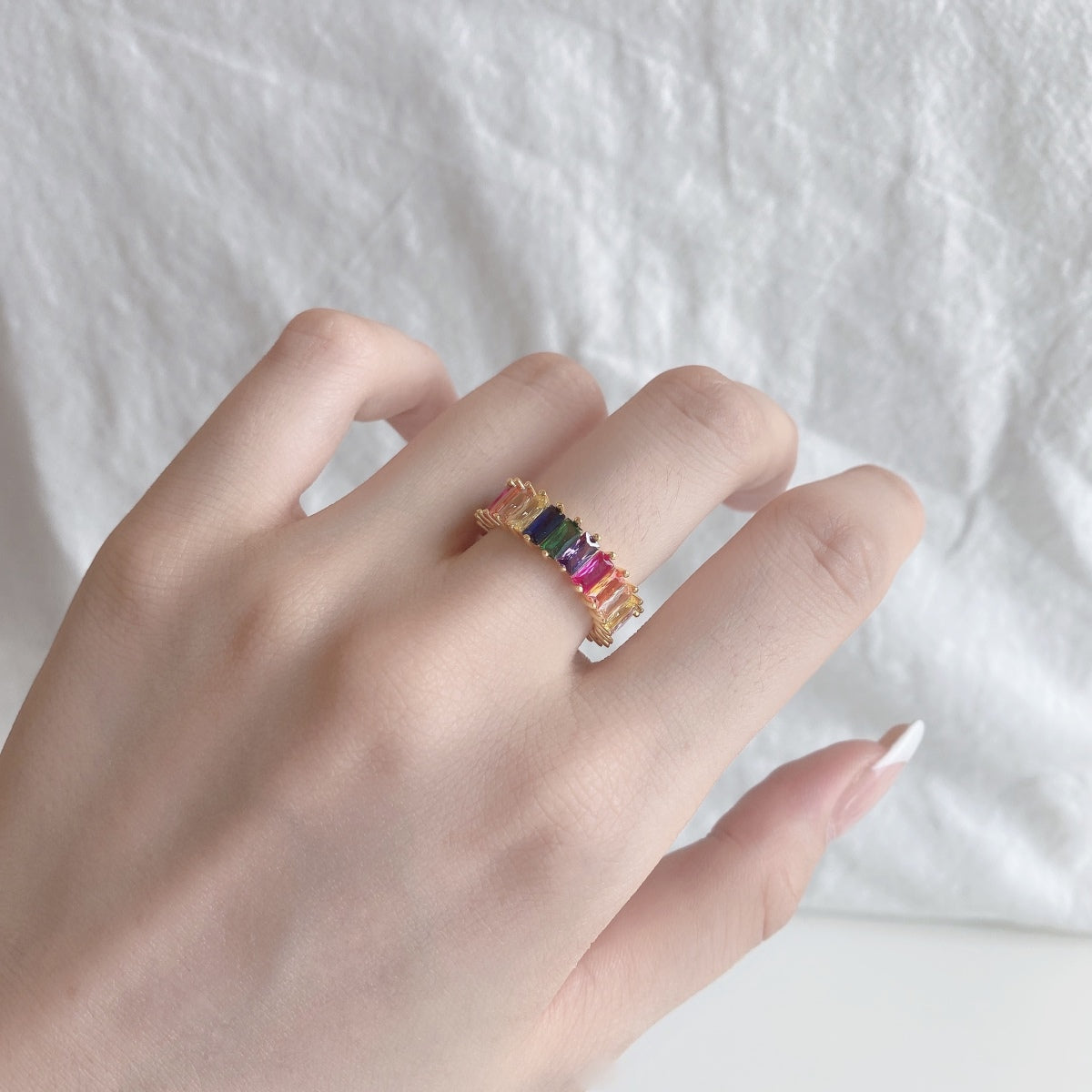 [Luxe Jewelry]Unique Colorful Radiant Cut RIng