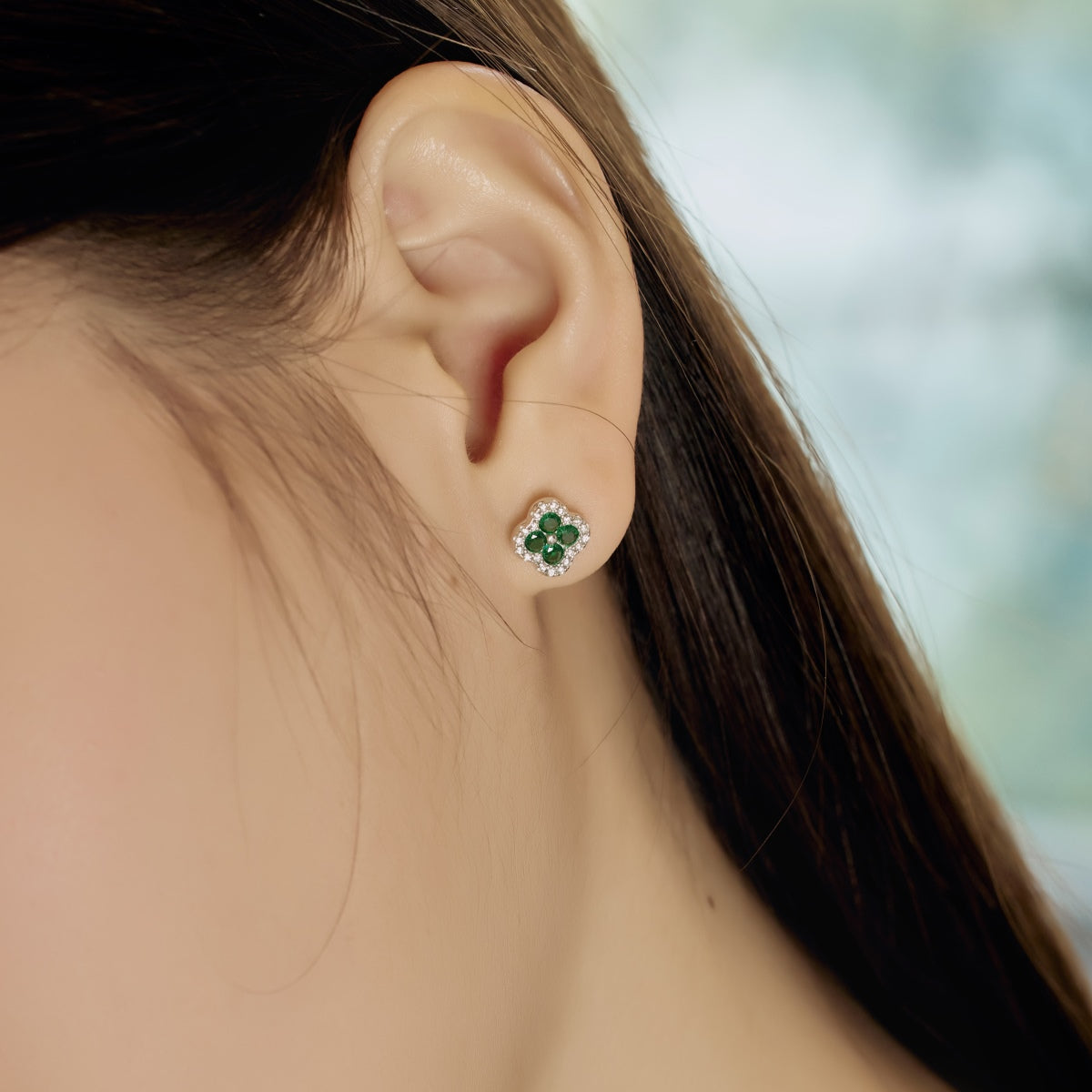 [Luxe Jewelry]Four-Leaf Clover Flower Shaped Earrings