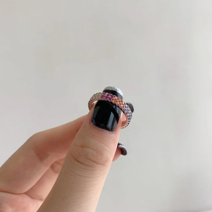 [Luxe Jewelry]Unique Colorful Round Cut Tennis Ring