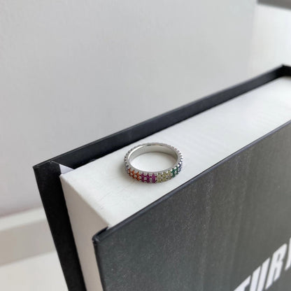 [Luxe Jewelry]Unique Colorful Round Cut Tennis Ring