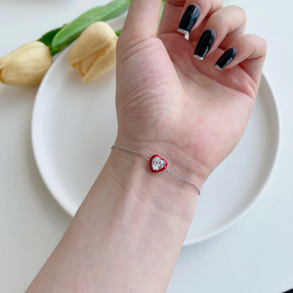 [Luxe Jewelry]Sparkling Romantic Heart Shape Lover Bracelet