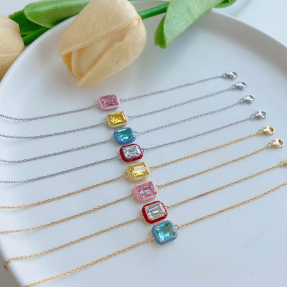 [Luxe Jewelry]2.0 Carat Sparkling Colorful Emerald Cut Daily Bracelet