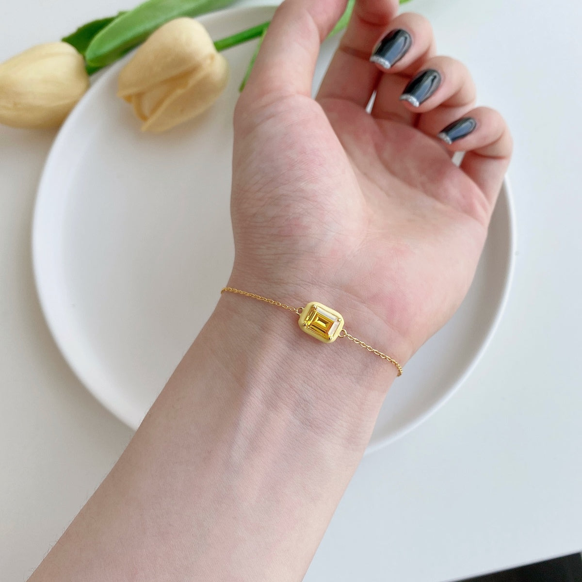 [Luxe Jewelry]2.0 Carat Sparkling Colorful Emerald Cut Daily Bracelet