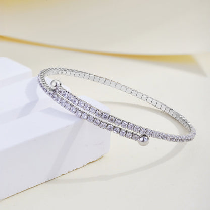 [Luxe Jewelry]Row of Diamonds Round Fashion Bracelet