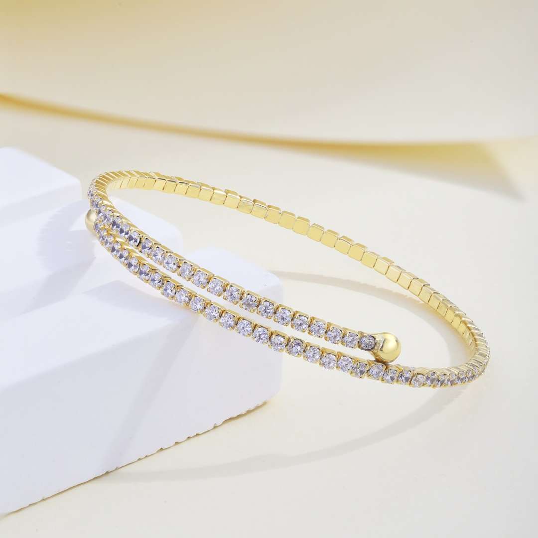 [Luxe Jewelry]Row of Diamonds Round Fashion Bracelet