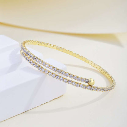 [Luxe Jewelry]Row of Diamonds Round Fashion Bracelet