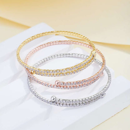 [Luxe Jewelry]Row of Diamonds Round Fashion Bracelet