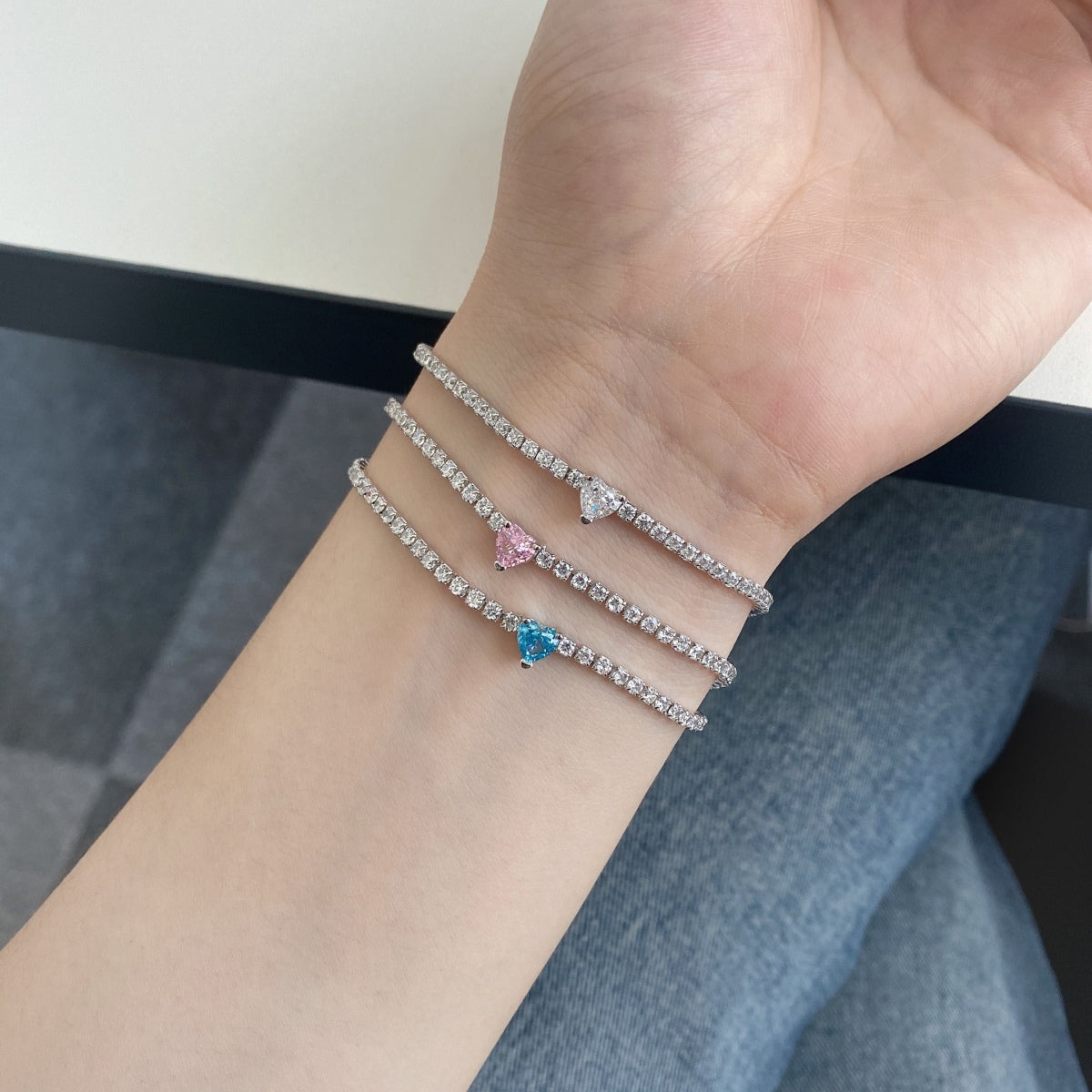 [Luxe Jewelry]0.5 Carat Elegant Romantic Heart Shape Lover Bracelet