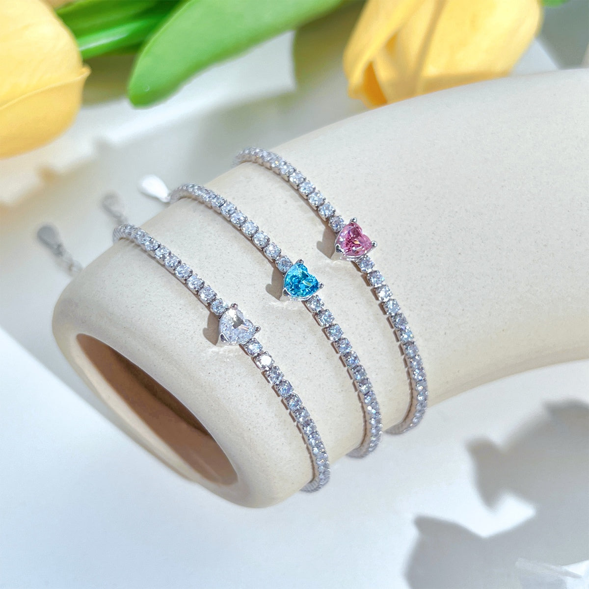 [Luxe Jewelry]0.5 Carat Elegant Romantic Heart Shape Lover Bracelet