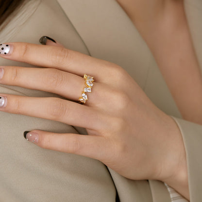 [Luxe Jewelry]Delicate Multi Cut Ring