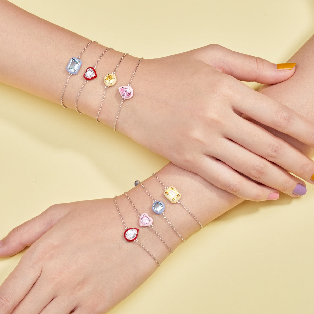 [Luxe Jewelry]2.0 Carat Sparkling Colorful Emerald Cut Daily Bracelet