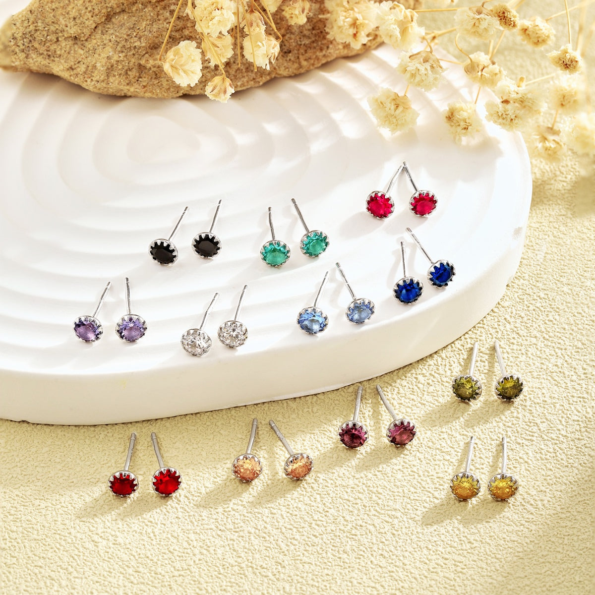 [Bijoux de luxe] Boucles d'oreilles rondes colorées et étincelantes
