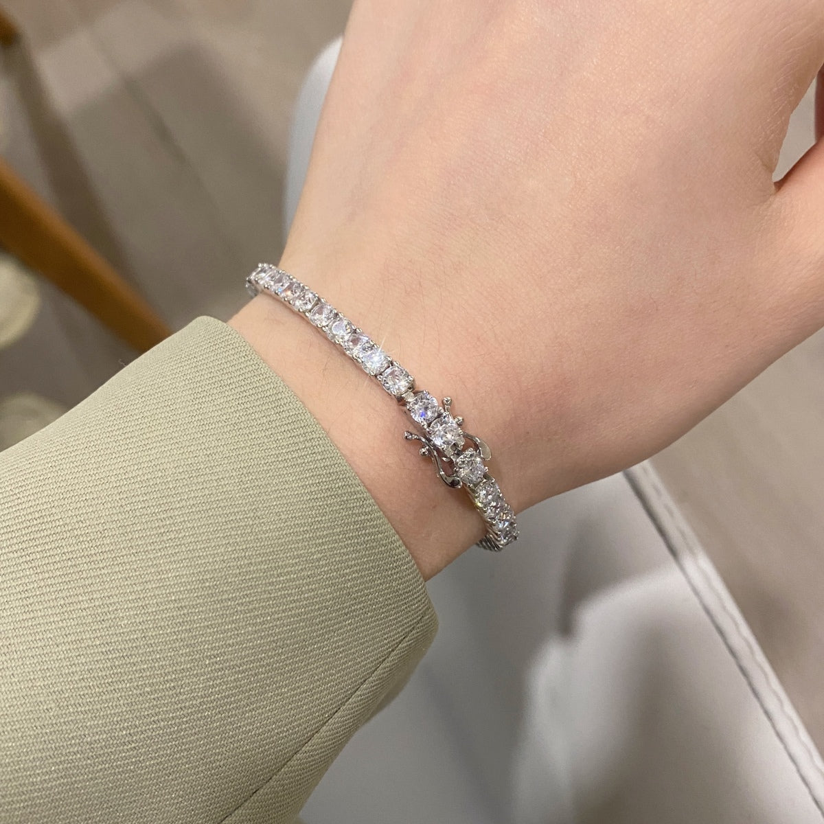[Luxe Jewelry]Luxurious Ornate Round Cut Tennis Bracelet