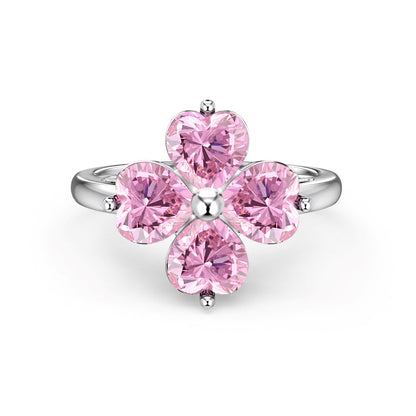 [Luxe Jewelry]Heart-shaped Four-Leaf Clover Ball Ring