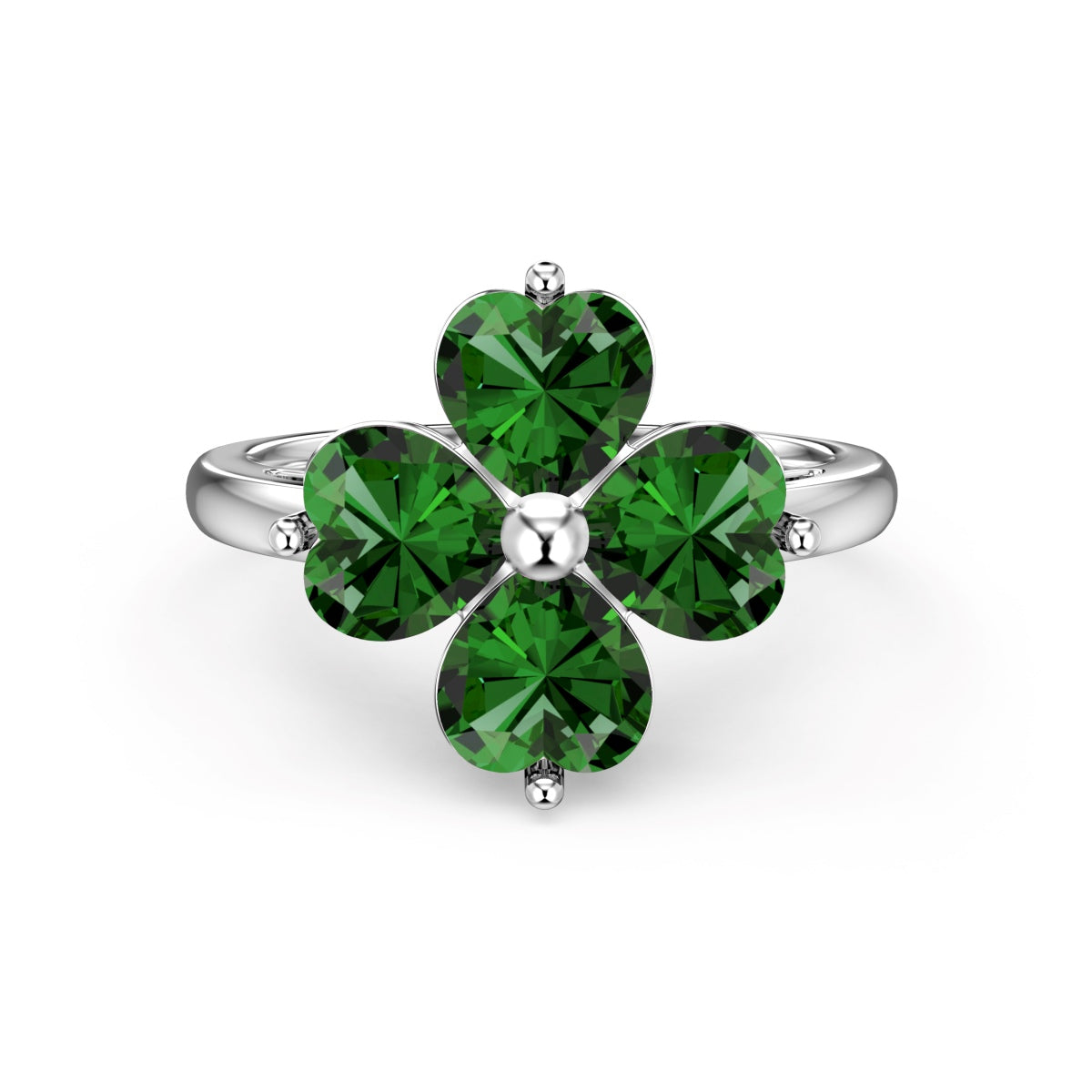 [Luxe Jewelry]Heart-shaped Four-Leaf Clover Ball Ring