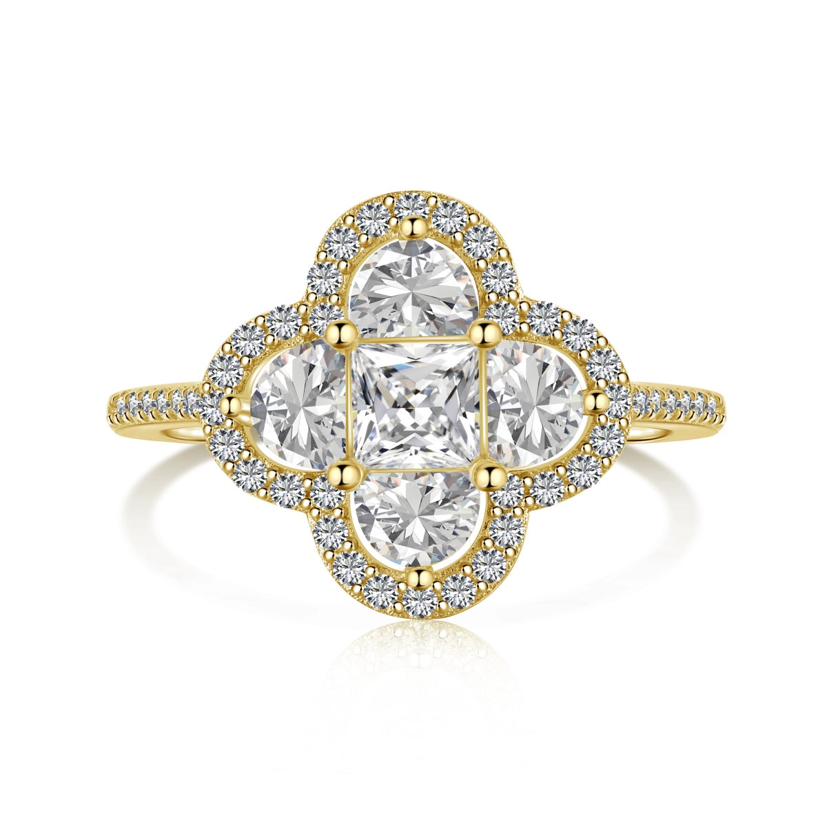 [Luxe Jewelry]Luxurious Eternity Flower Shape Banquet Ring