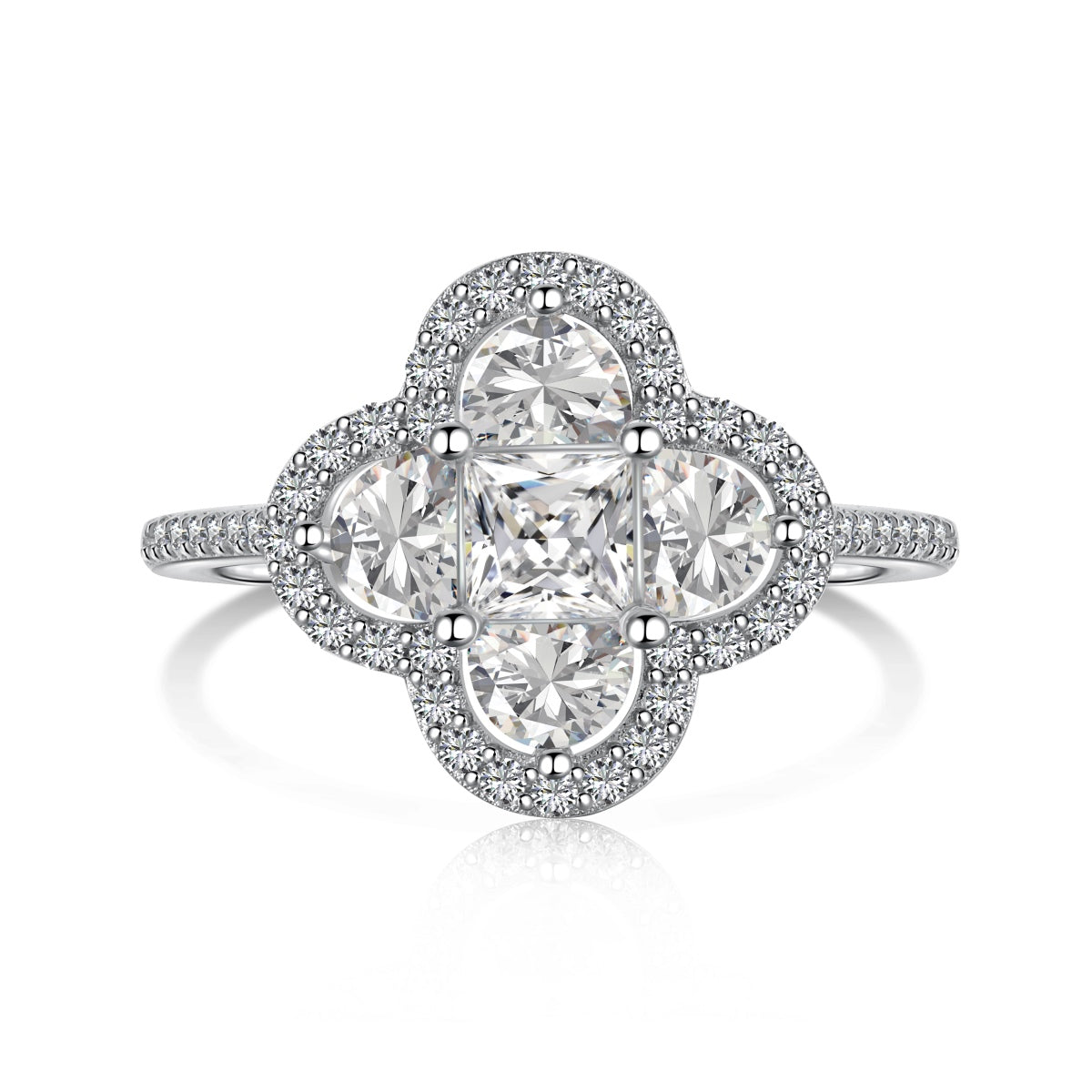 [Luxe Jewelry]Luxurious Eternity Flower Shape Banquet Ring
