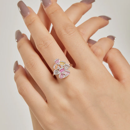 [Luxe Jewelry]Sparkling Colorful Water Drop Shape Daily Ring