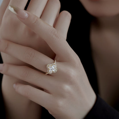 [Luxe Jewelry]Luxurious Eternity Flower Shape Banquet Ring
