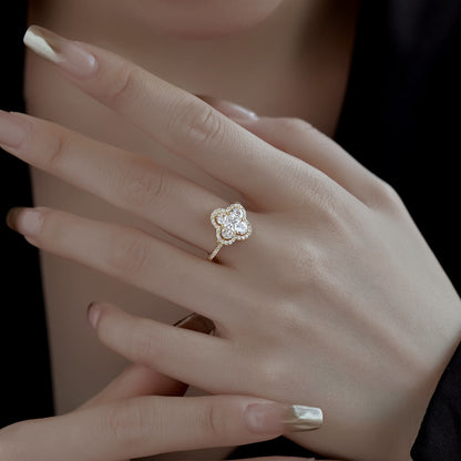 [Luxe Jewelry]Luxurious Eternity Flower Shape Banquet Ring