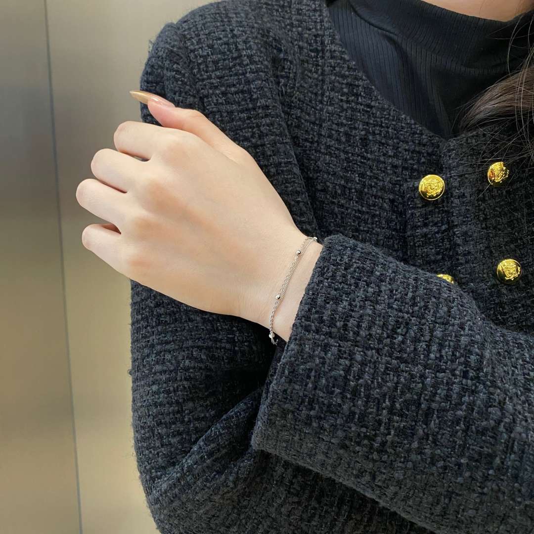 [Luxe Jewelry]Delicate Bead Double Layer Bracelet