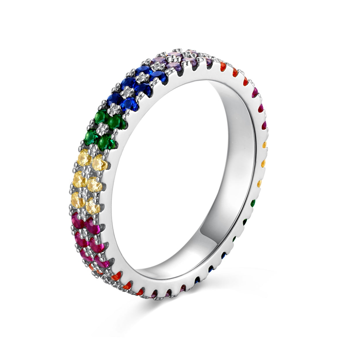 [Luxe Jewelry]Unique Colorful Round Cut Tennis Ring