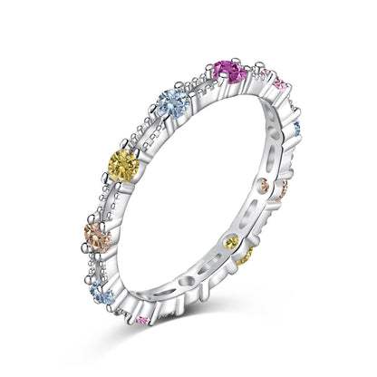 [Luxe Jewelry]Sparkling Colorful Round Cut Tennis Ring