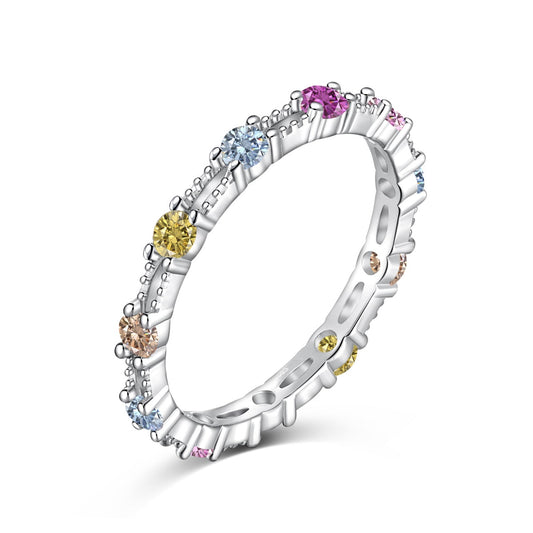[Luxe Jewelry]Sparkling Colorful Round Cut Tennis Ring