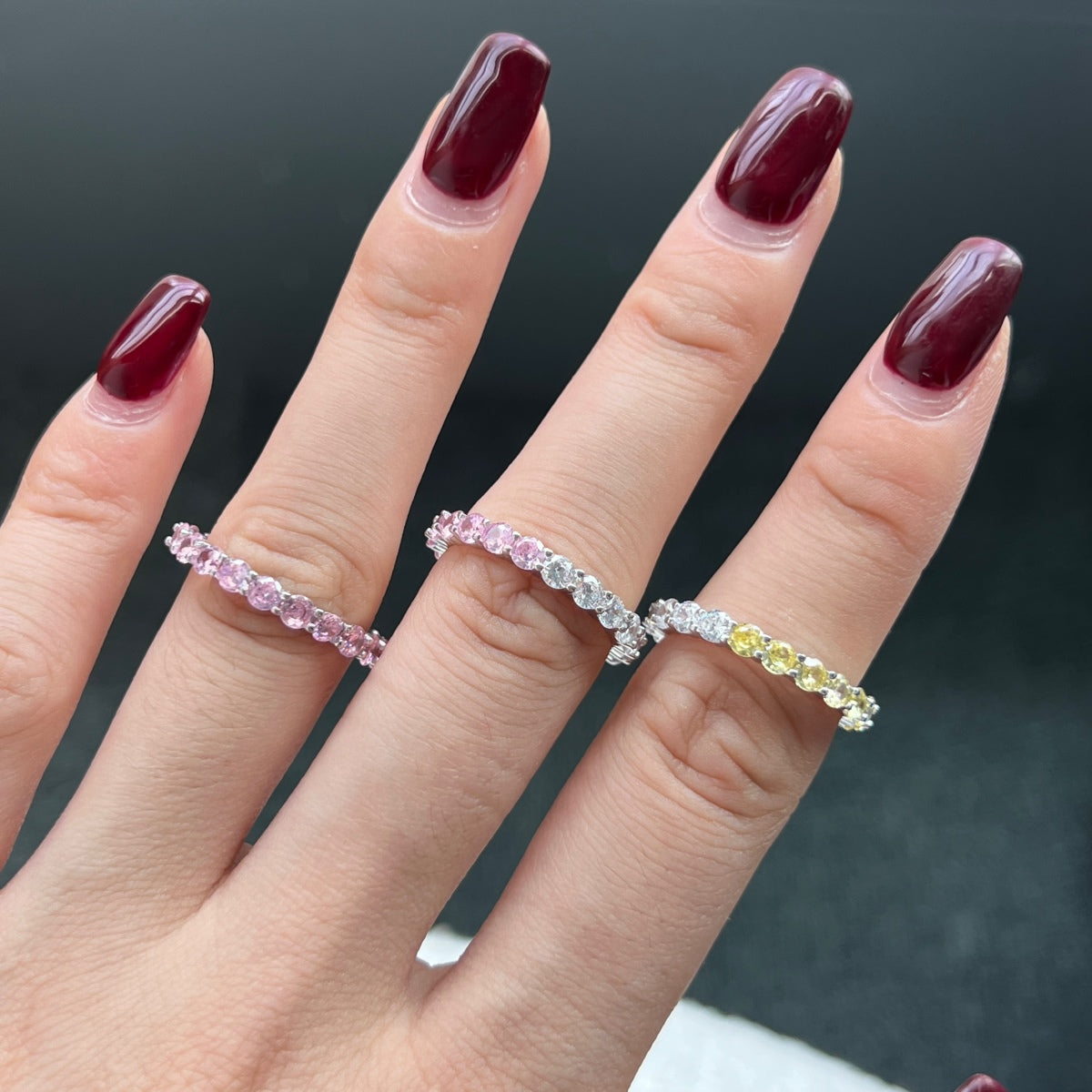 [Luxe Jewelry]Sparkling Round Cut Tennis Ring