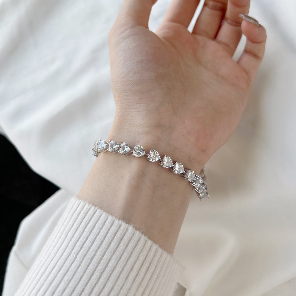 [Luxe Jewelry]0.75 Carat Elegant Romantic Heart Shape Lover Bracelet