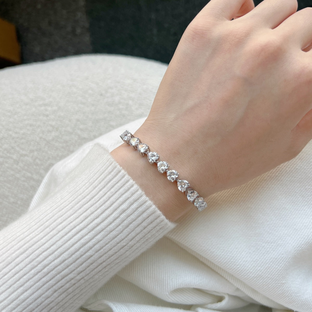 [Luxe Jewelry]0.75 Carat Elegant Romantic Heart Shape Lover Bracelet