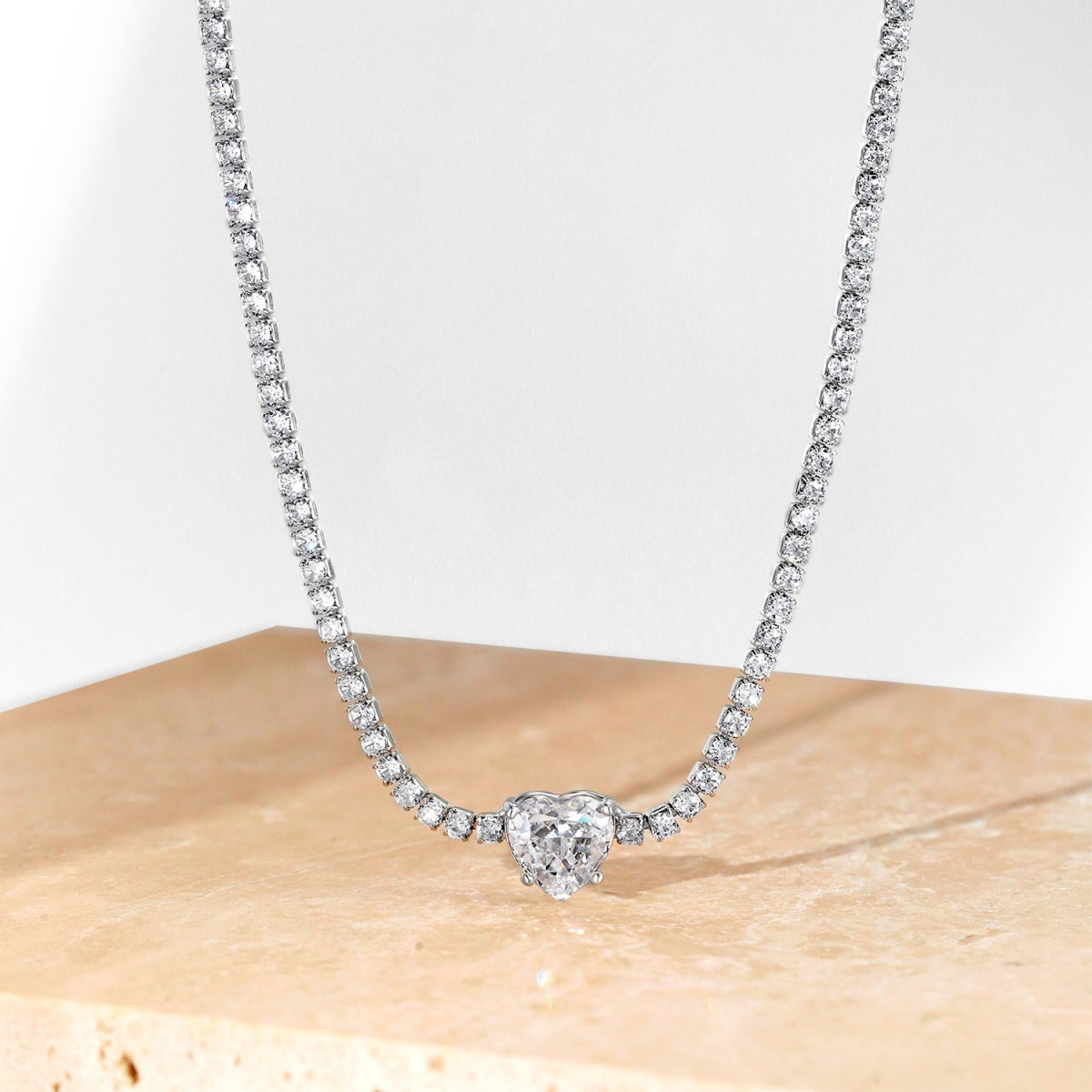 [Luxe Jewelry]2.0 Carat Sparkling Tennis Heart Cut Necklace