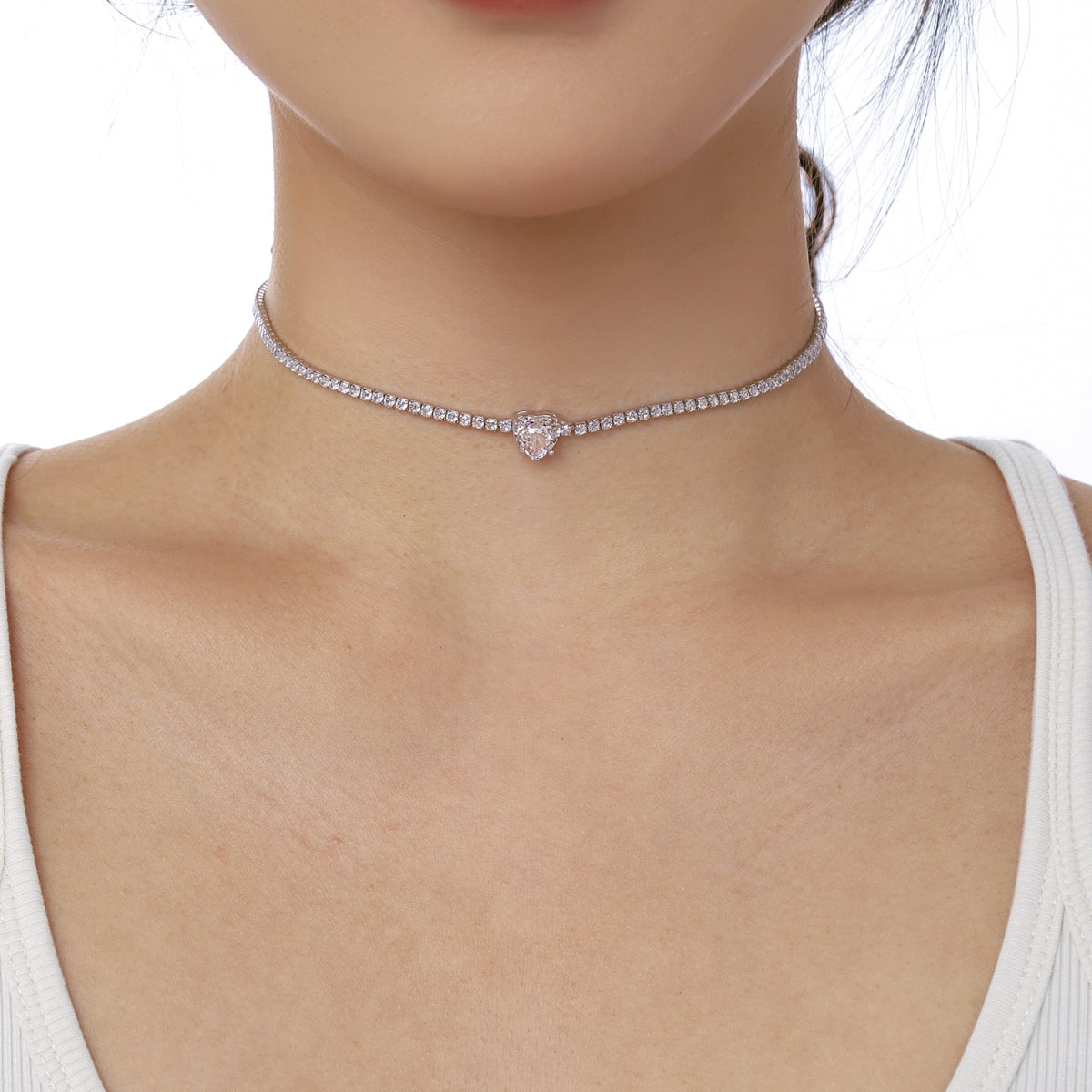 [Luxe Jewelry]2.0 Carat Sparkling Tennis Heart Cut Necklace