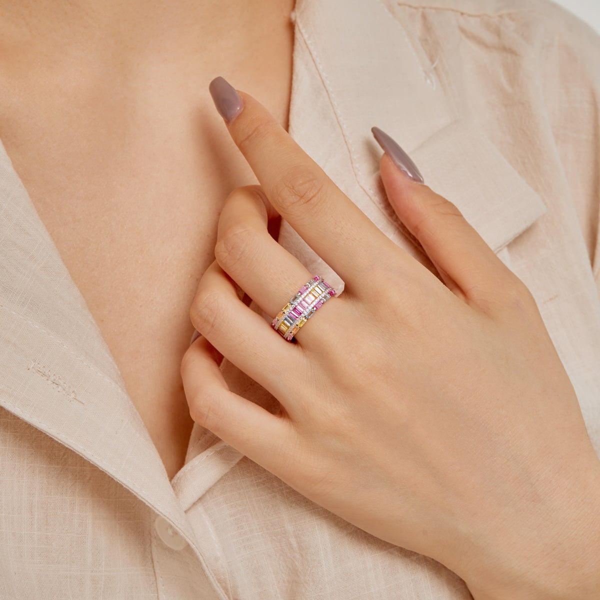 [Luxe Jewelry]Dazzling Colorful Radiant Cut Party Ring
