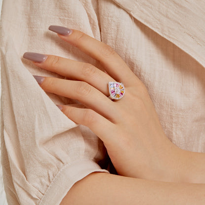 [Luxe Jewelry]Elegant Colorful Water Drop Shape Banquet Ring