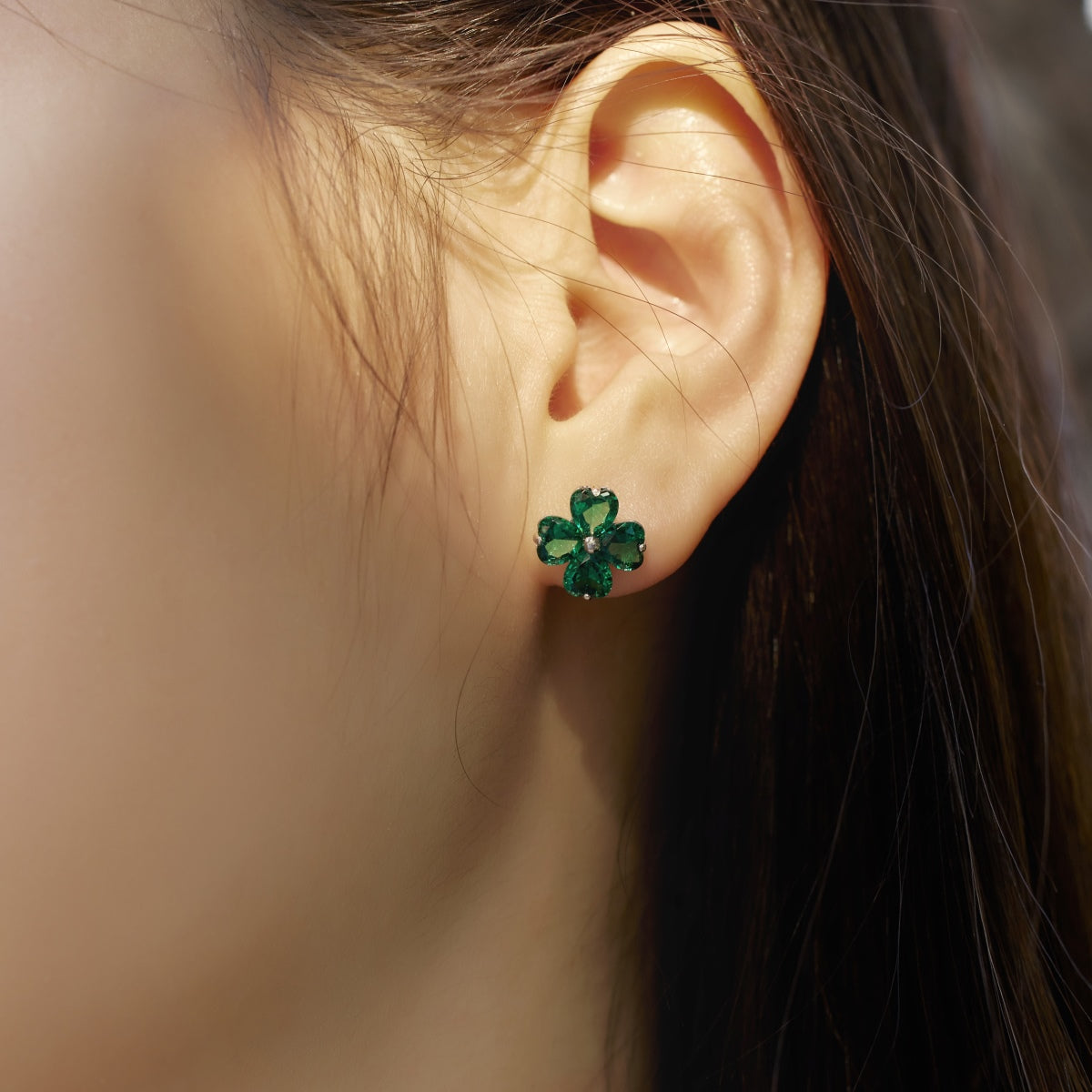[Luxe Jewelry]Four-Leaf Clover Ball Earrings