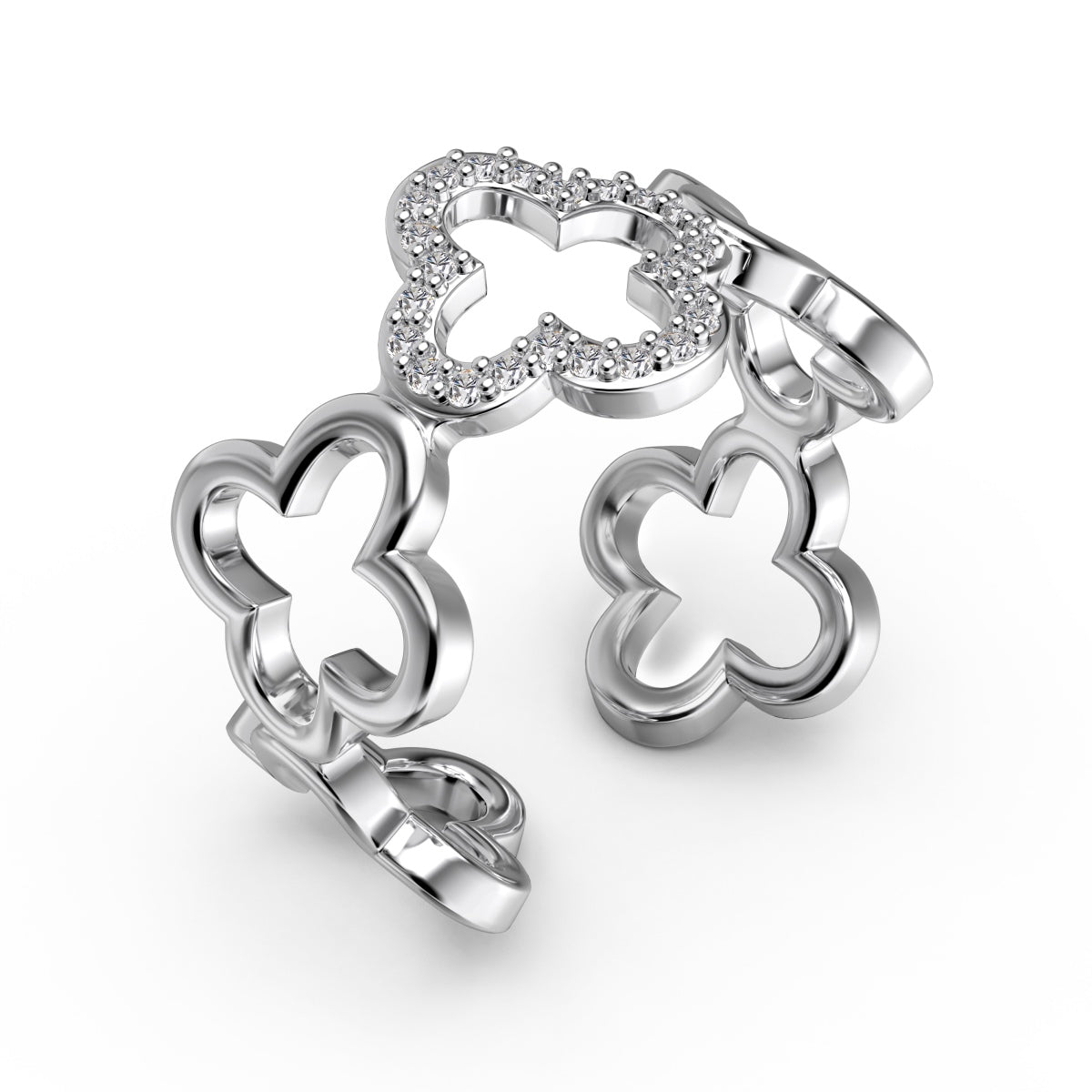 [Bijoux de luxe] Bague creuse en forme de trèfle à quatre feuilles