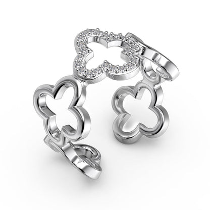 [Bijoux de luxe] Bague creuse en forme de trèfle à quatre feuilles