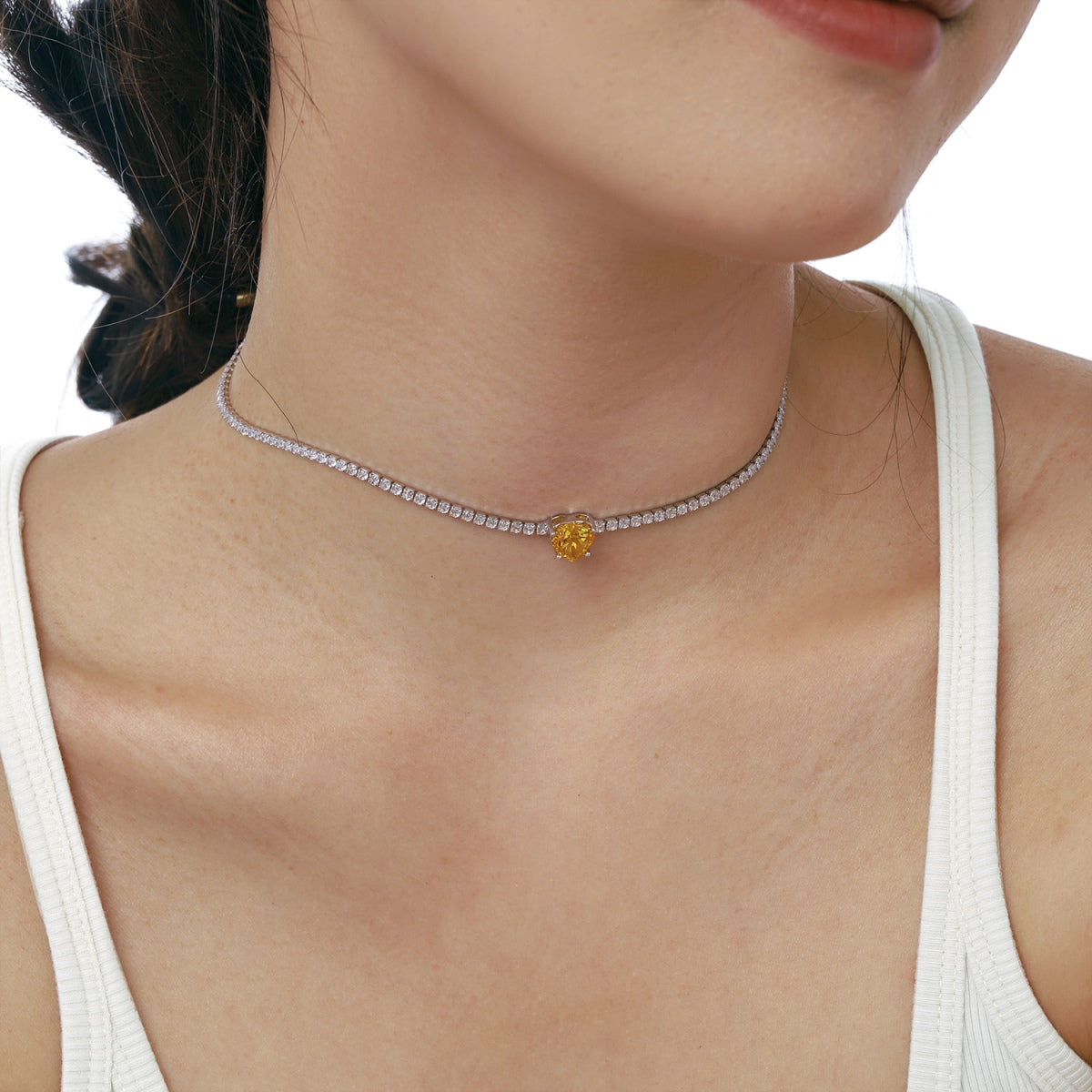 [Luxe Jewelry]2.0 Carat Sparkling Tennis Heart Cut Necklace