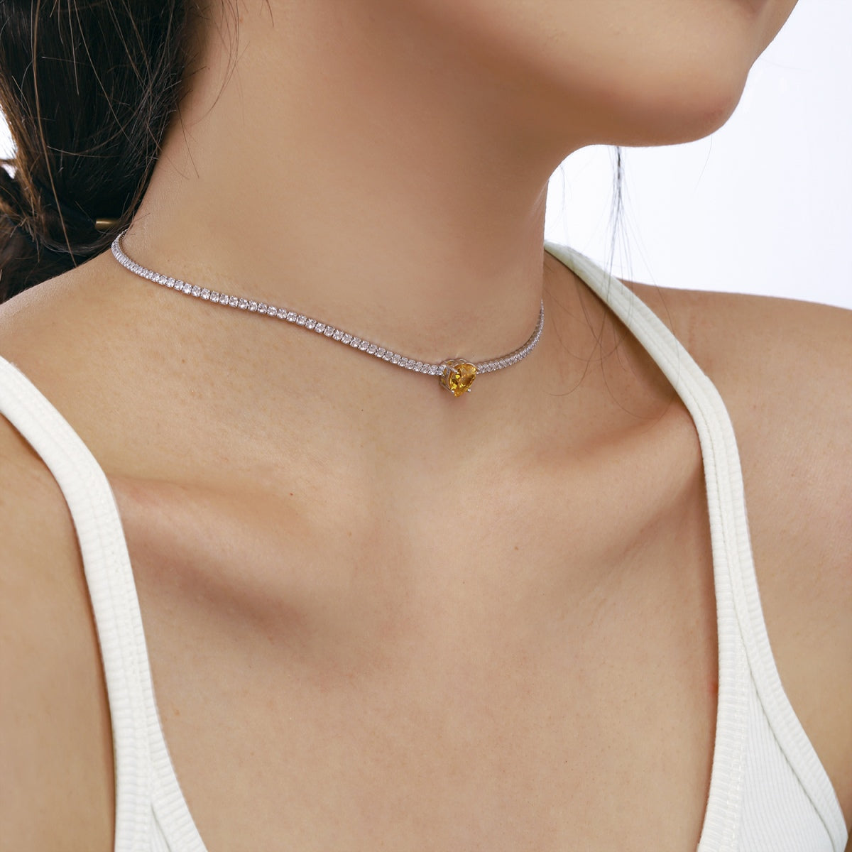 [Luxe Jewelry]2.0 Carat Sparkling Tennis Heart Cut Necklace