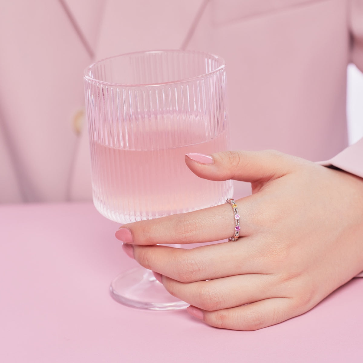 [Luxe Jewelry]Sparkling Colorful Round Cut Tennis Ring