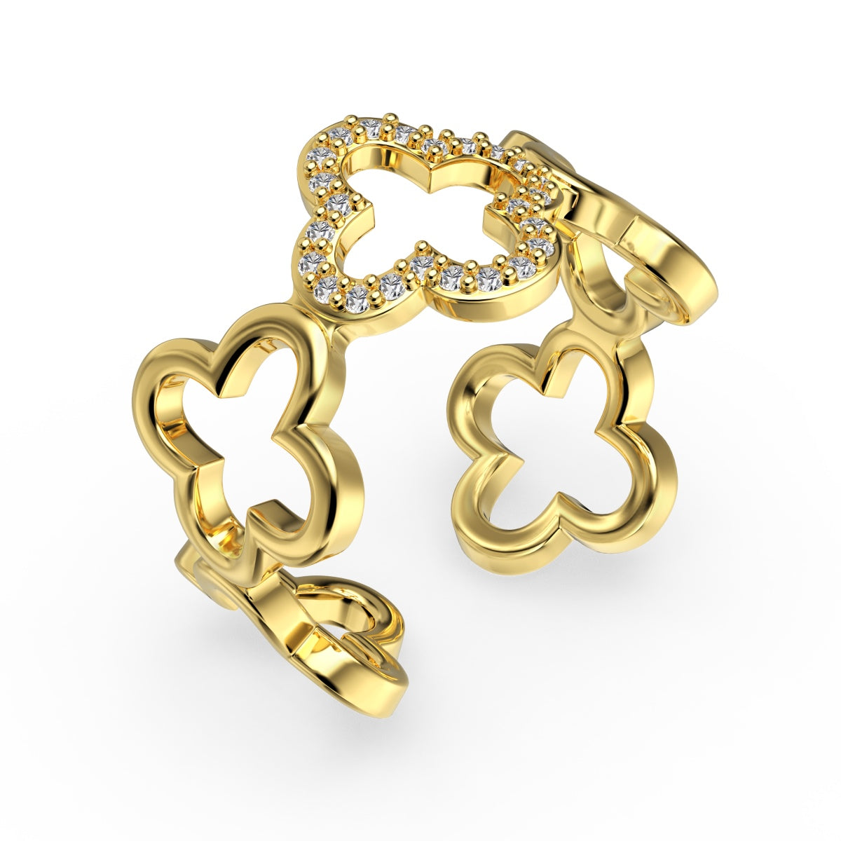 [Bijoux de luxe] Bague creuse en forme de trèfle à quatre feuilles
