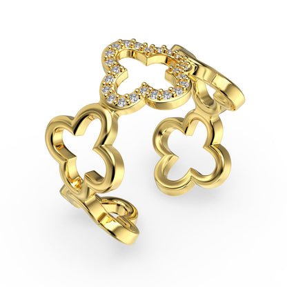 [Bijoux de luxe] Bague creuse en forme de trèfle à quatre feuilles