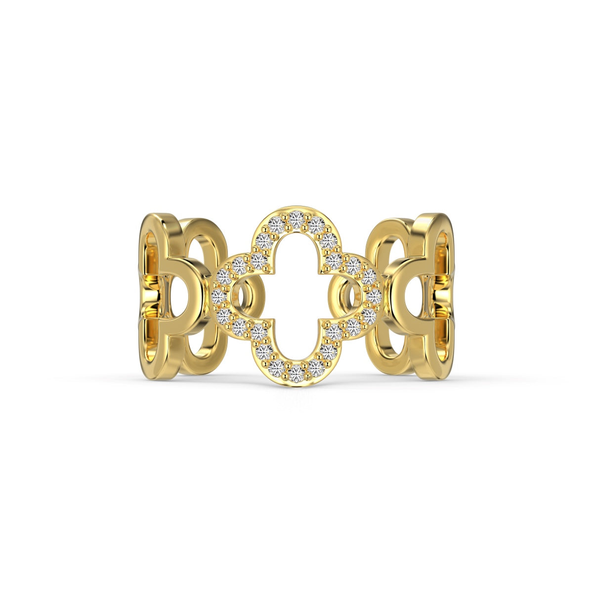 [Bijoux de luxe] Bague creuse en forme de trèfle à quatre feuilles