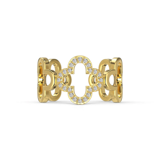 [Luxe Jewelry]Hollow Design Four-Leaf Clover Flower Shape Ring