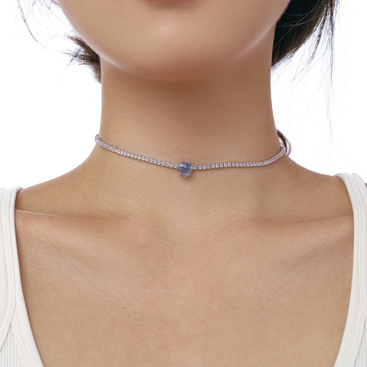 [Luxe Jewelry]2.0 Carat Sparkling Tennis Heart Cut Necklace