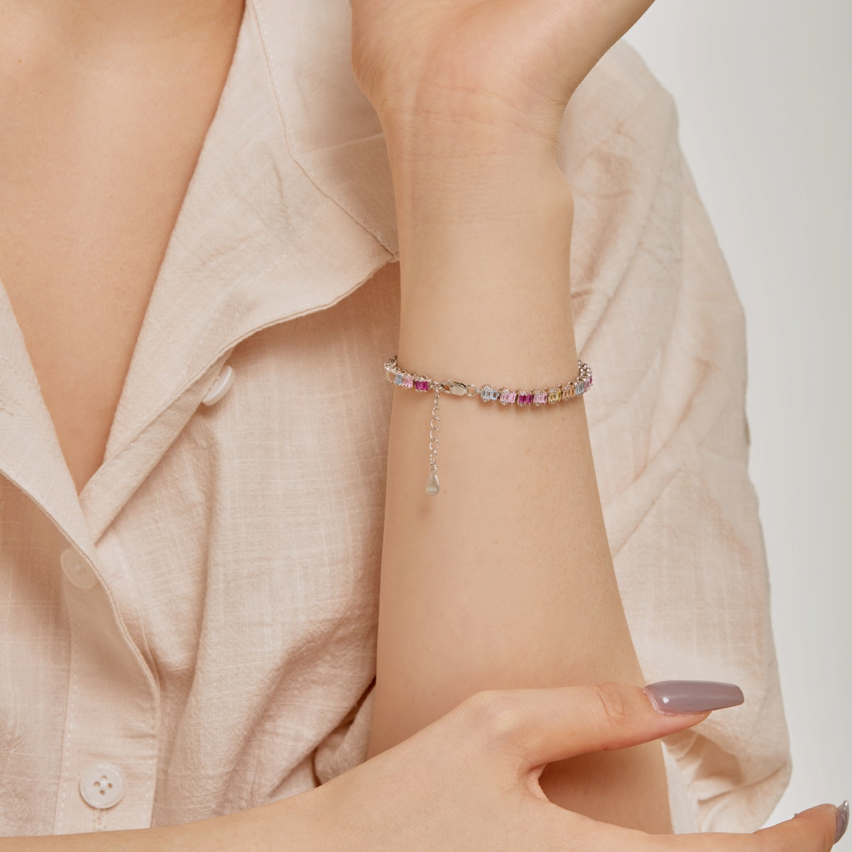 [Luxe Jewelry]Delicate Colorful Emerald Cut Party Bracelet