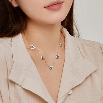 [Luxe Jewelry]Sparkling Five Heart Necklace