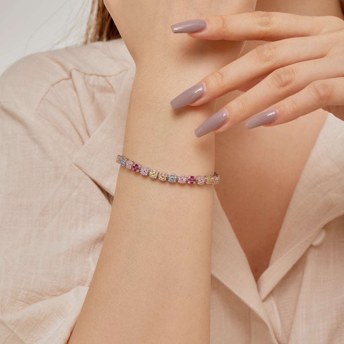 [Luxe Jewelry]Delicate Colorful Emerald Cut Daily Bracelet